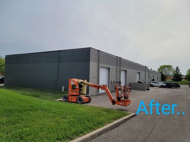 Commercial Building Exterior Repaint · Roseville, MN · Building exterior, lift work, full repaint Commercial Building Exterior Painting in Roseville, MN
